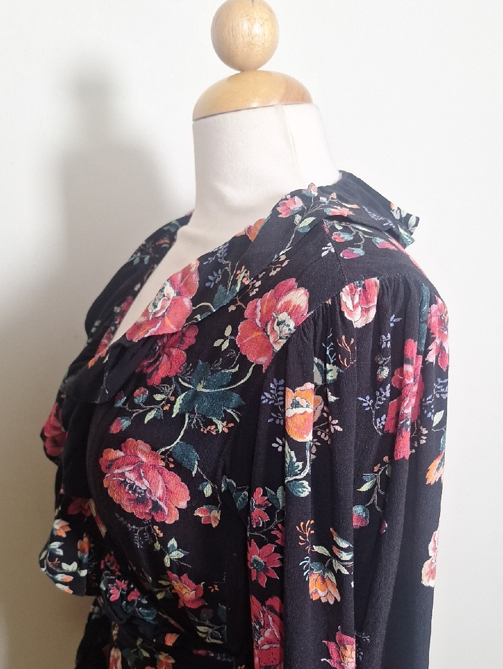 Maje Rosetina Floral Print Midi Sleeve Dress Size 8 - Picture 7 of 12
